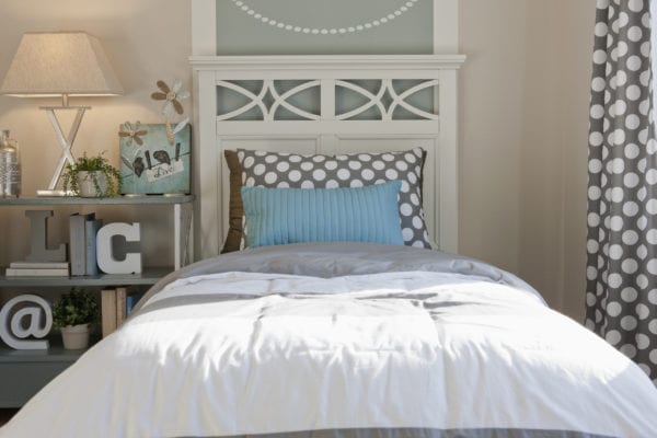 Twin bed with cute headboard