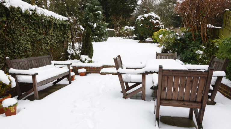 Winter patio and garden