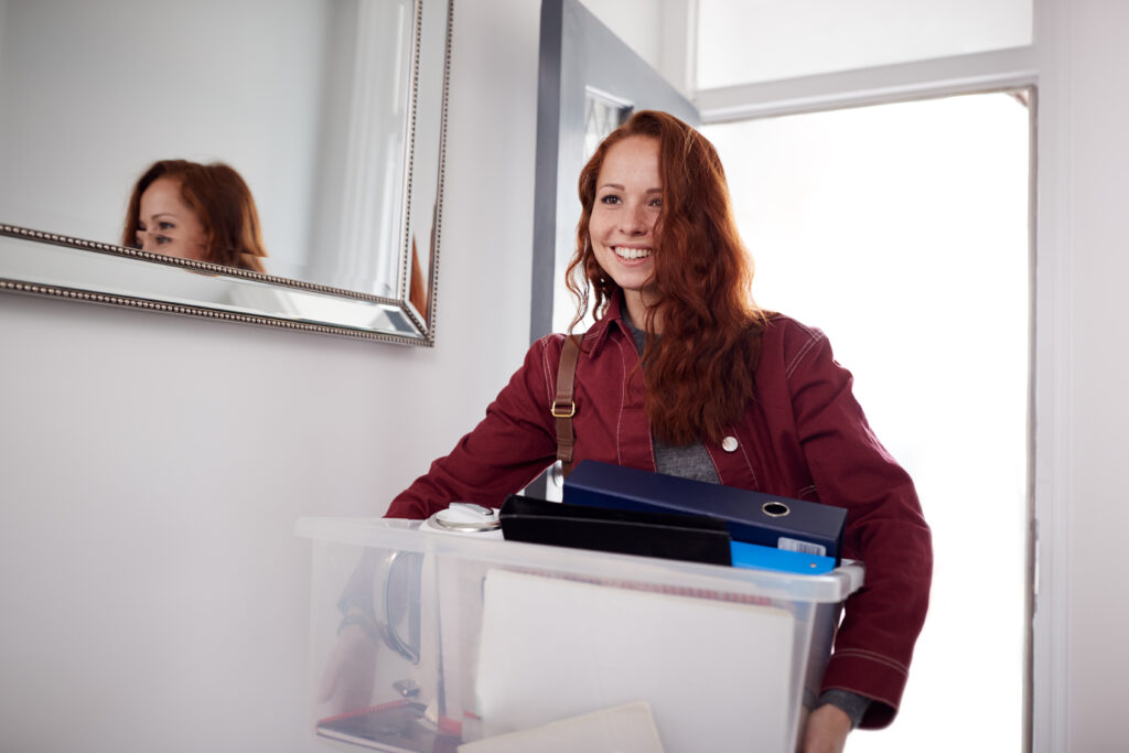 female college student moving in